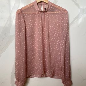 REFORMATION Silk Polka Dot Vanilla Rose Blouse M